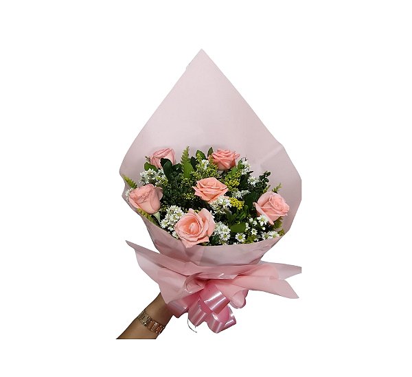 Buquê De Rosas Cor de Rosa  Modelo Master Tradicional