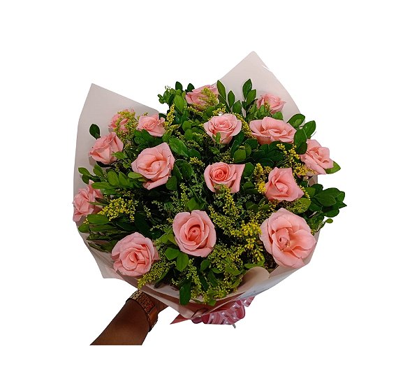 Buquê de Rosas Cor de Rosa  Modelo Glourius Slim