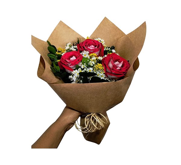 Buquê de Rosas Lady - Modelo Trio Pop Francês