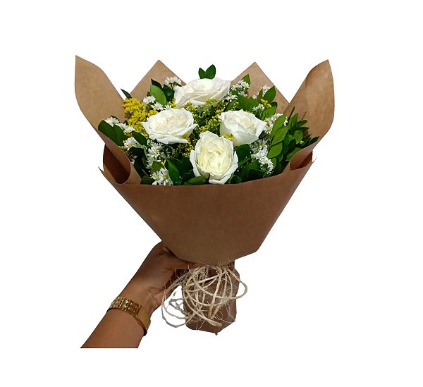 Buquê de Rosas Brancas - Modelo Quarteto Pop Francês