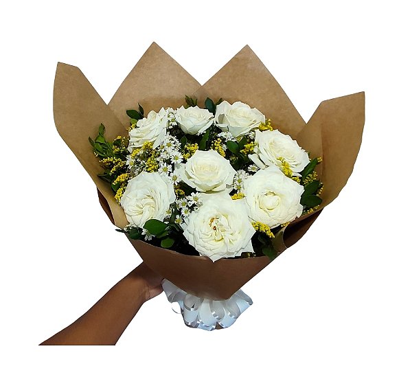 Buquê de Rosas Brancas  Modelo Magno Francês