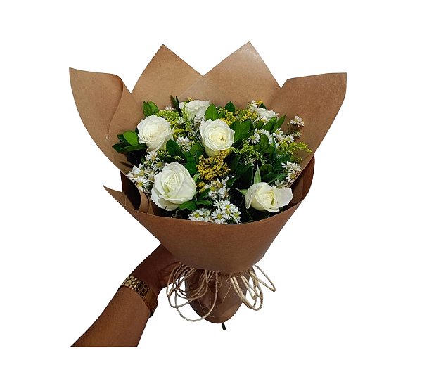 Buquê de Rosas Brancas  - Modelo Master Francês