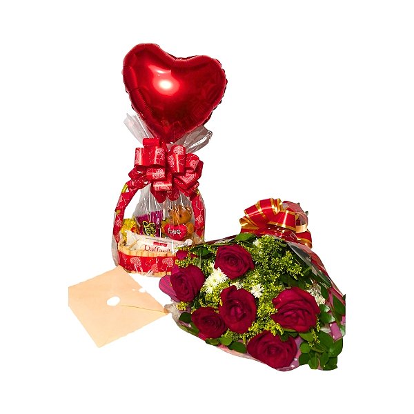 Combo Sweet Love Premium Cesta + Buquê + Cartão