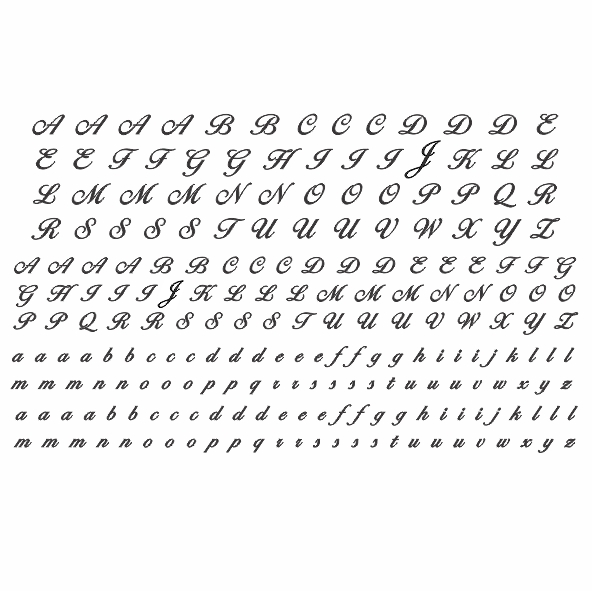 Alfabeto Manuscrito PRETO - Decalque para Porcelana