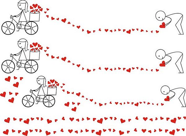 Decalque para Porcelana - Amor Bicicleta