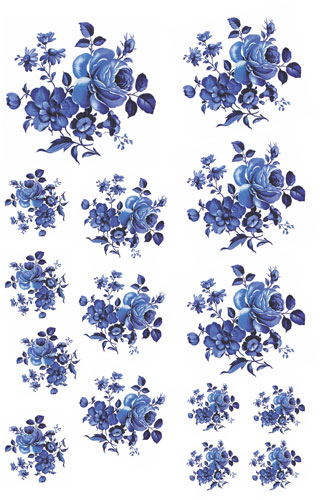 Decalque para Porcelana - Rosas Azuis