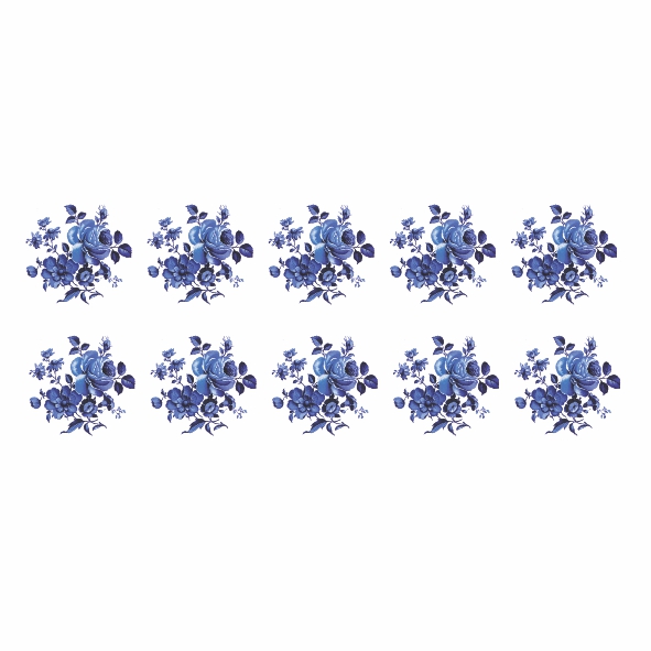 Decalque para Porcelana - Rosas Azuis 3,5cm