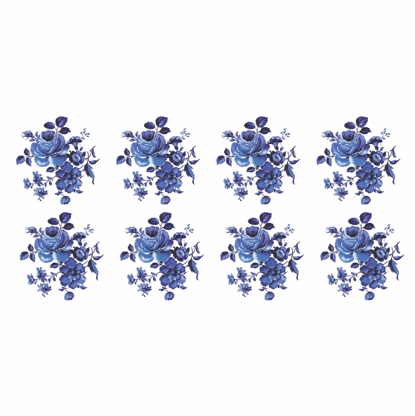 Decalque para Porcelana - Rosas Azuis 4,5cm