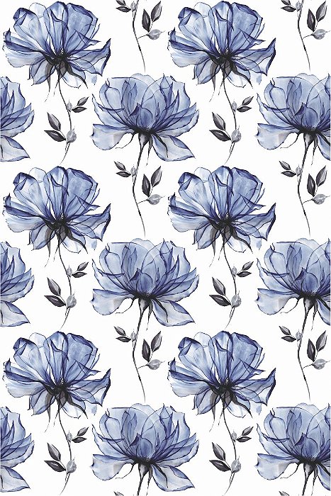 Decalque para Porcelana - Tapete Floral de Seda - AZUL