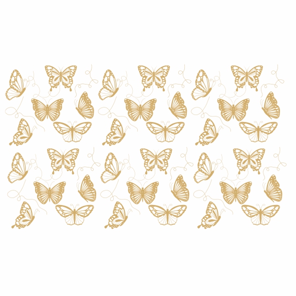 Decalque para Porcelana - Borboletas em Ouro