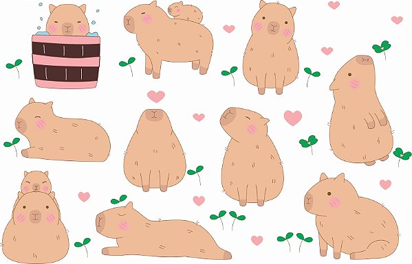 Decalque para Porcelana - Capivaras