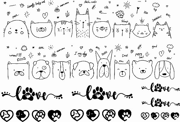 Decalque para Porcelana - Love Dog Cat