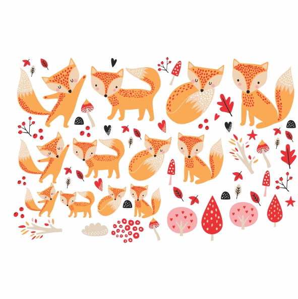 Decalque para Porcelana - Raposas