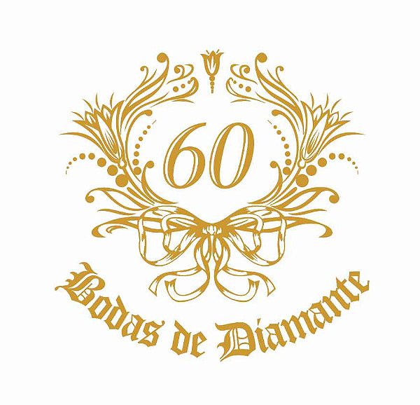 Bodas de Diamante 7cm - Decalque para Porcelana