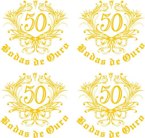 Bodas de Ouro 11cm (Ref.2) - Decalque para Porcelana