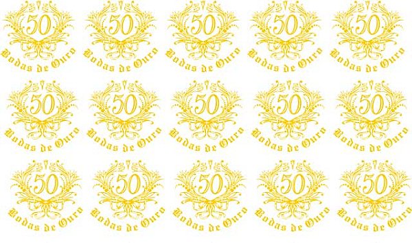 Bodas de Ouro 4 cm - Decalque para Porcelana