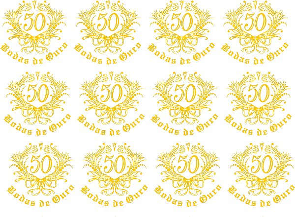 Bodas de Ouro 5cm (Ref.5) - Decalque para Porcelana