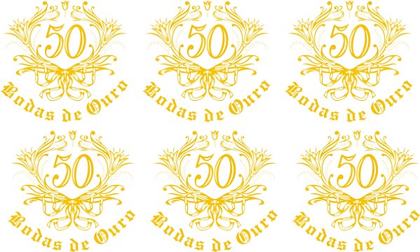 Bodas de Ouro 6,2cm (Ref.4) - Decalque para Porcelana