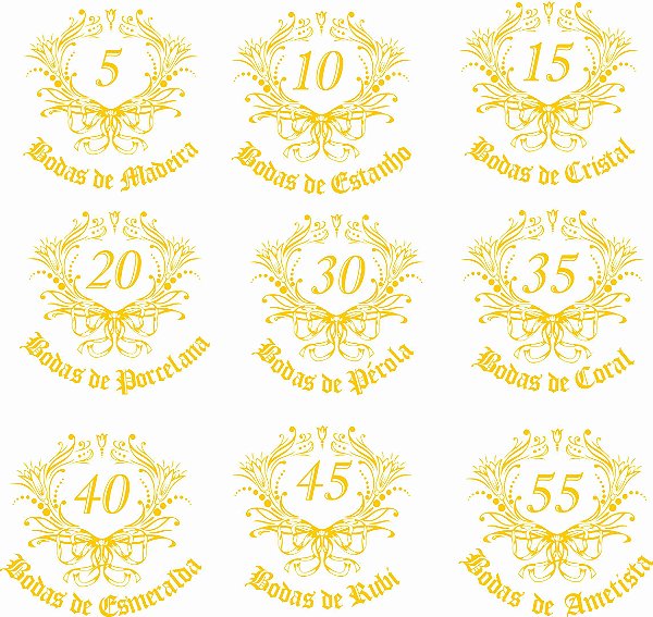 Bodas Outras Datas 7cm - Decalque para Porcelana
