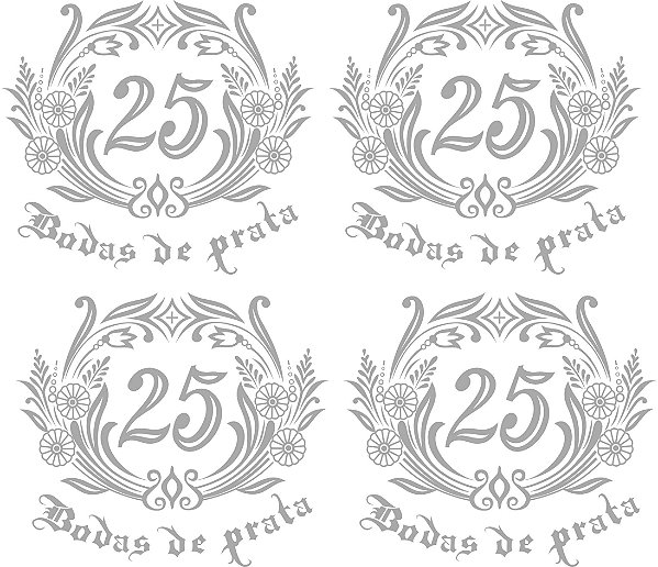 Bodas de Prata 10cm (Ref.2) - Decalque para Porcelana