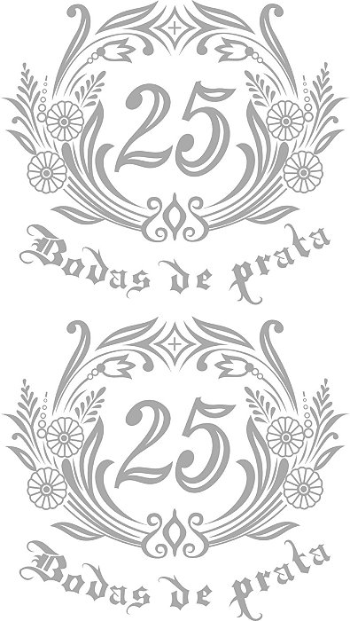 Bodas de Prata 11,5cm (Ref.1) - Decalque para Porcelana