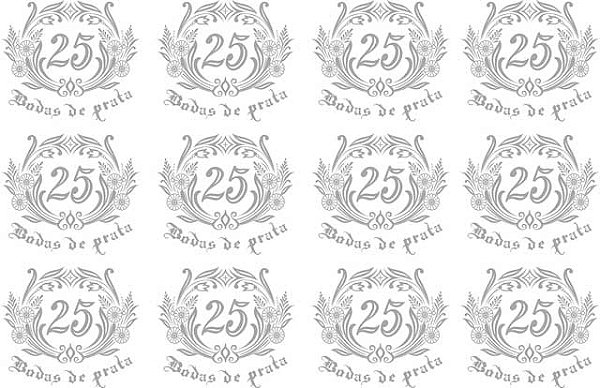 Bodas de Prata 4,5cm (Ref.5) - Decalque para Porcelana