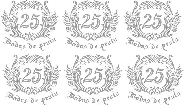 Bodas de Prata 5,5cm (Ref.4) - Decalque para Porcelana