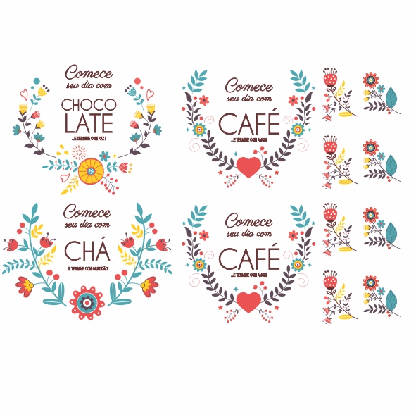 Decalque para Porcelana - Café/Chocolate/Chá Colors