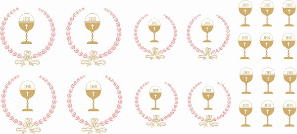 Decalque para Porcelana - Primeira Eucaristia Guirlanda ROSA