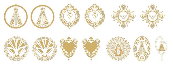 Decalque para Porcelana - Contorno Sacros 3,5cm OURO