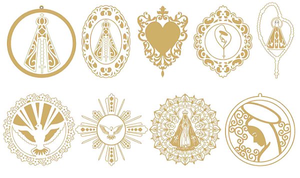 Decalque para Porcelana - Contorno Sacros 6cm OURO