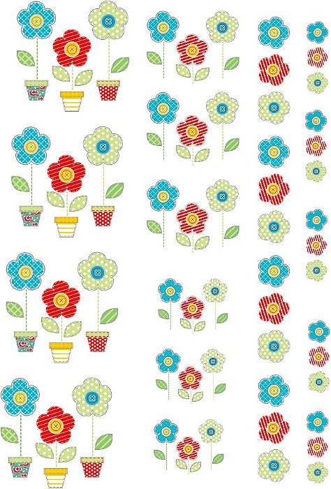 Decalque para Porcelana - Flores Patchwork