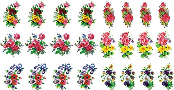 Decalque para Porcelana - Flores Sortidas 3,5cm