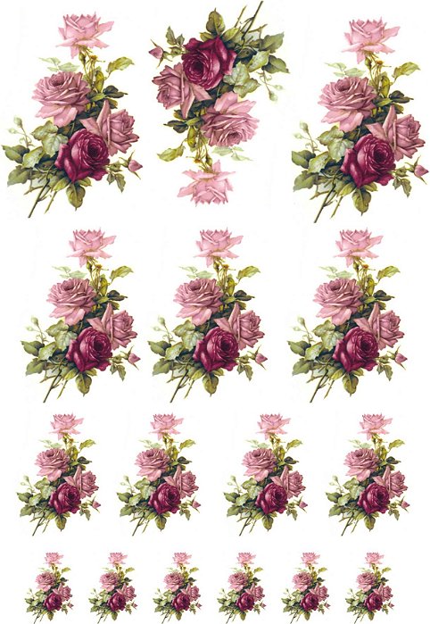 Decalque para Porcelana - Rosa Buquê e Rosa Púrpura