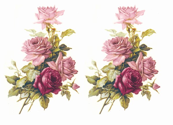 Decalque para Porcelana - Rosa Buquê e Rosa Púrpura 13cm