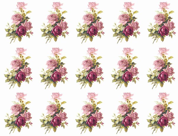 Decalque para Porcelana - Rosa Buquê e Rosa Púrpura 5cm