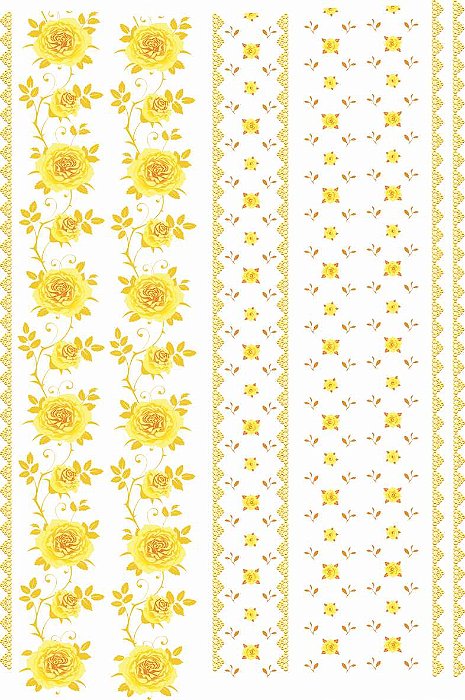 Decalque para Porcelana - Rosas Adorno Amarela