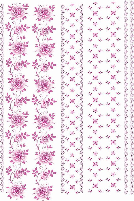 Decalque para Porcelana - Rosas Adorno Rosa