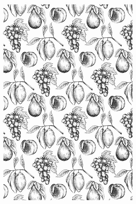 Decalque para Porcelana - Tapete Frutas P e B