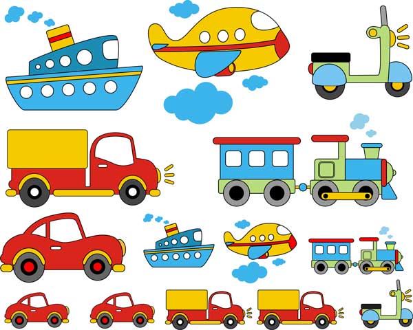 Decalque para Porcelana - Meios de Transporte