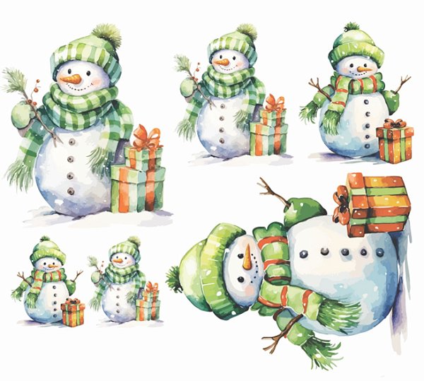 Decalque para Porcelana – Boneco de Neve Verde