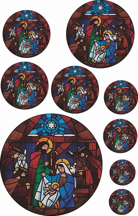 Decalque para Porcelana - Natal Presépio Vitral