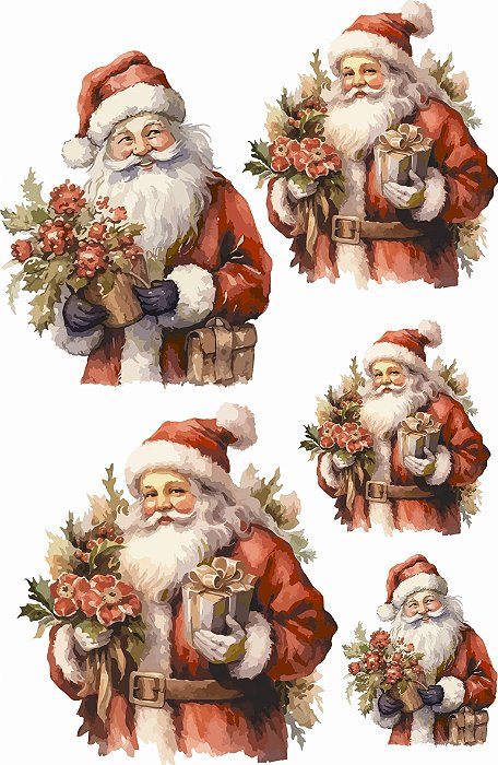 Decalque para Porcelana - Noel com Flores