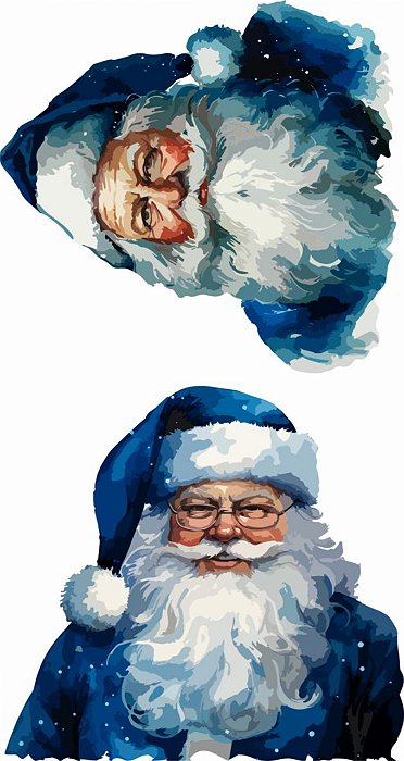 Decalque para Porcelana - Papai Noel Azul 16 e 15cm