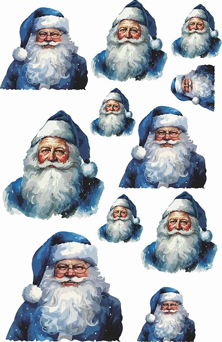 Decalque para Porcelana - Papai Noel Azul Vários