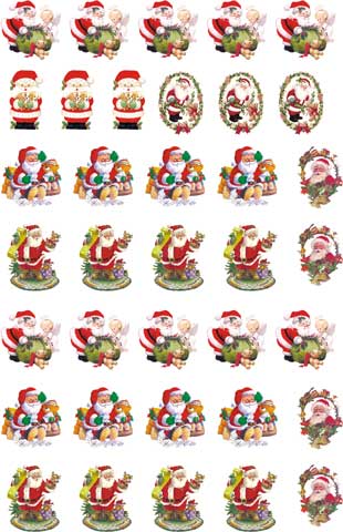 Decalque para Porcelana - Papai Noel e Fofinhos 3,5cm
