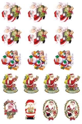 Decalque para Porcelana - Papai Noel e Fofinhos 5cm