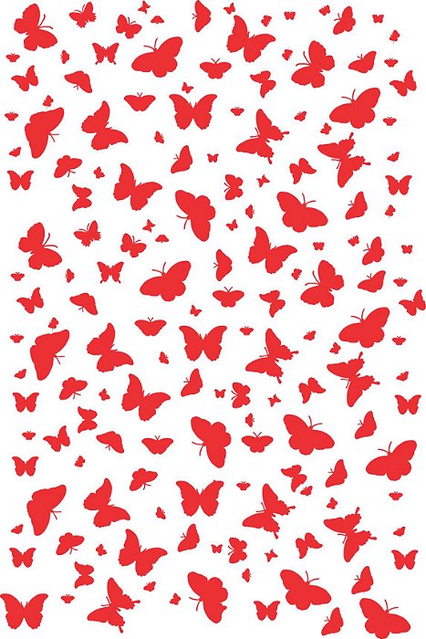 Decalque para Porcelana - Tapete Borboletas Mini - Vermelho M9
