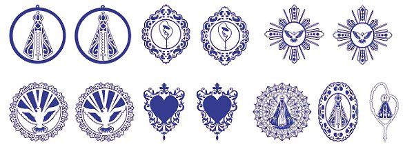 Decalque para Porcelana - Contorno Sacros 3,5cm Azul Marinho