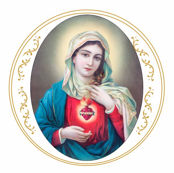 Decalque para Porcelana - Sagrado Coração de Maria 15cm - Arabesco em Ouro